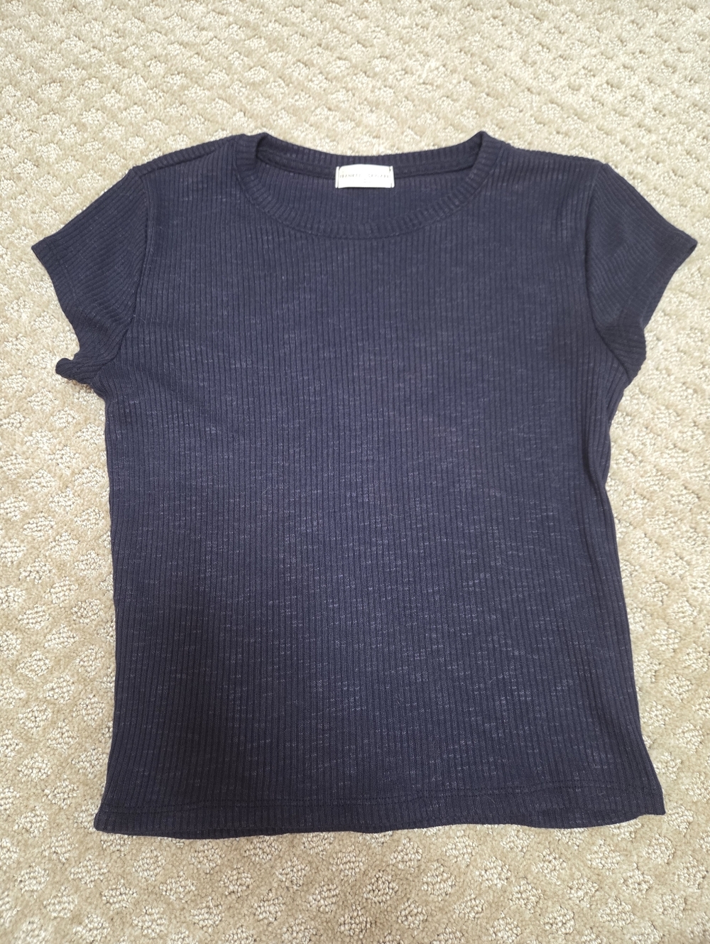 (L) Frankee Skylarr Black Classic Ribbed Tee Croped Style